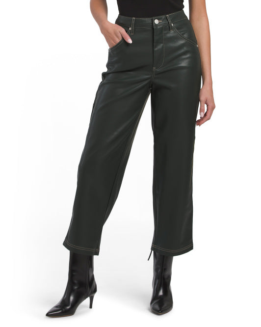[BLANKNYC] Baxter Faux Leather Cropped Straight Leg Pants - Black
