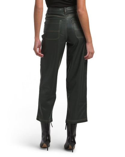 [BLANKNYC] Baxter Faux Leather Cropped Straight Leg Pants - Black