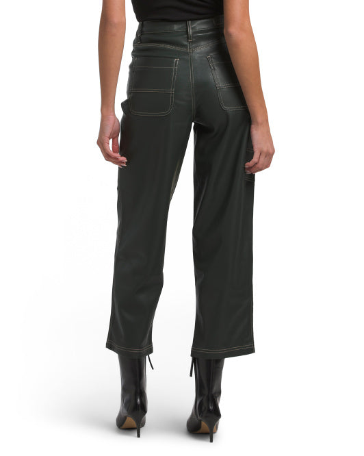 [BLANKNYC] Baxter Faux Leather Cropped Straight Leg Pants - Black
