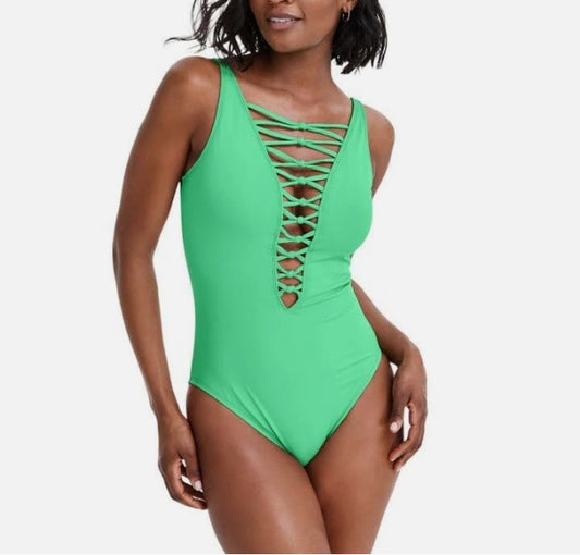 Bleu by Rod Beattie Core-Lace-Down Mio One-Piece Swimsuit - Parakeet