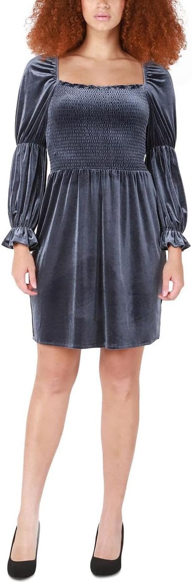 Black Tape Velvet Mini Fit & Flare Dress - Navy