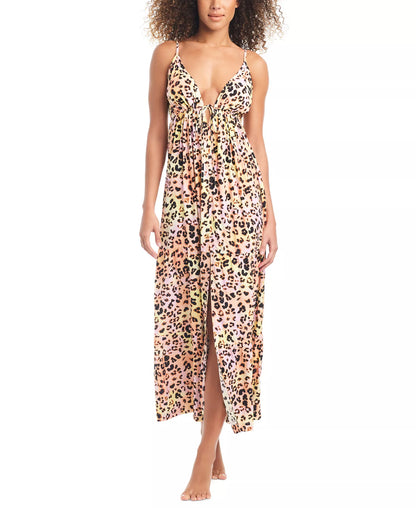 Bar III Leopard Maxi Cover Up - Pnk/Org/Yel