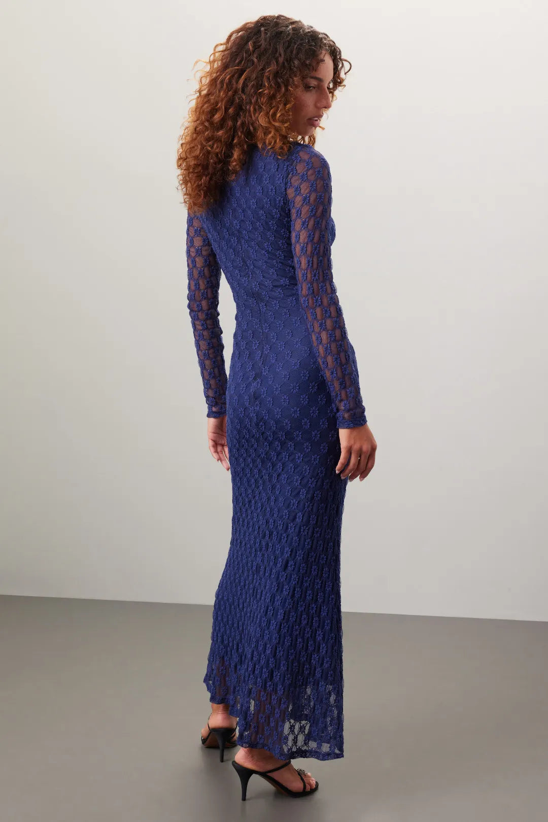 Bardot Adoni Lace Long Maxi Dress - Navy