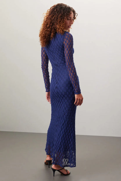 Bardot Adoni Lace Long Maxi Dress - Navy