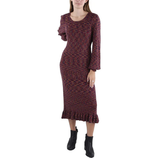 Crystal Kobe Space Dye Midi Sweaterdress - Red Multi