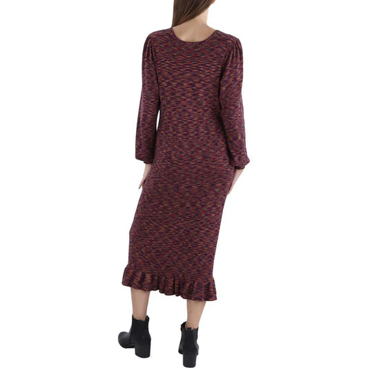 Crystal Kobe Space Dye Midi Sweaterdress - Red Multi