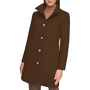 Calvin Klein Stand Collar Coat - Chocolate