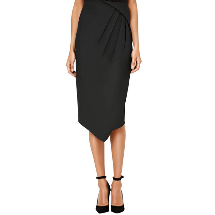 Calvin Klein Pleated Knee Length Wrap Skirt - Black