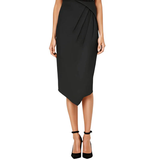 Calvin Klein Pleated Knee Length Wrap Skirt - Black