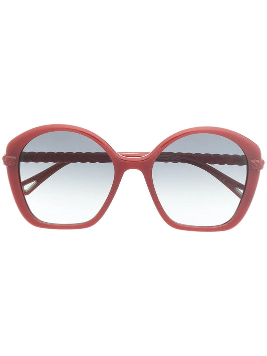 *Imperfect* Chloe Oversized Plait-arm Sunglasses - Red