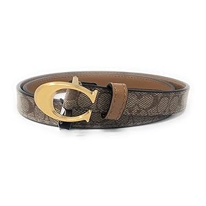 Coach Signature Buckle Belt 18MM - Brass/Khaki/Saddle SM