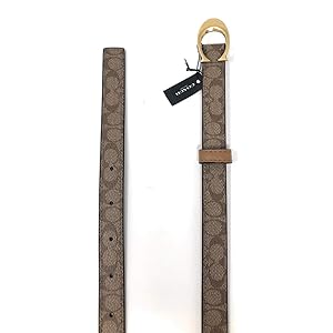 Coach Signature Buckle Belt 18MM - Brass/Khaki/Saddle SM