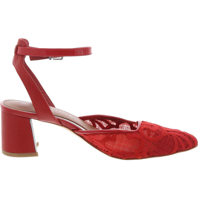 Donald Pliner Ankle Strap Lace Heel - Red 8