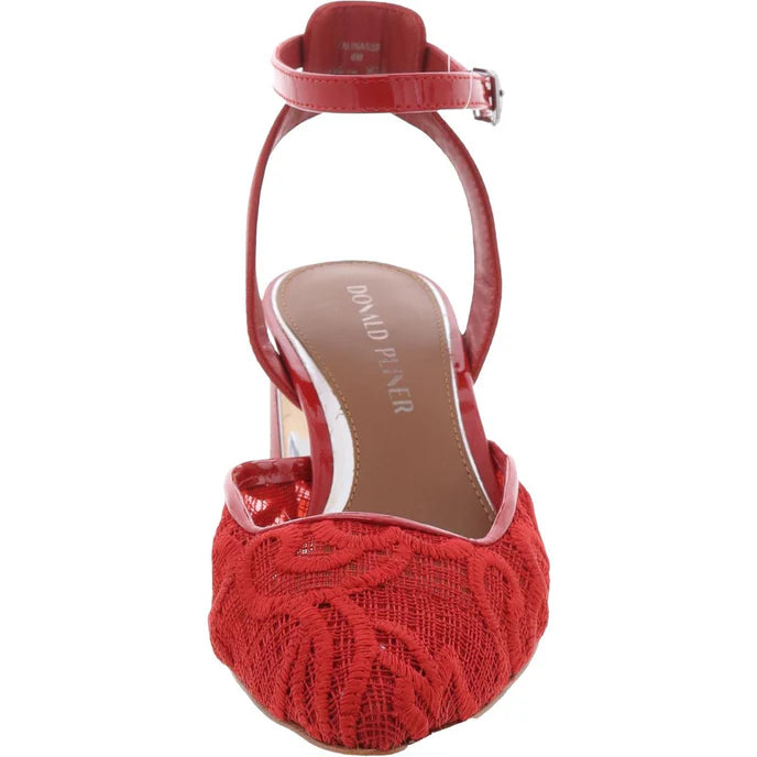Donald Pliner Ankle Strap Lace Heel - Red 8