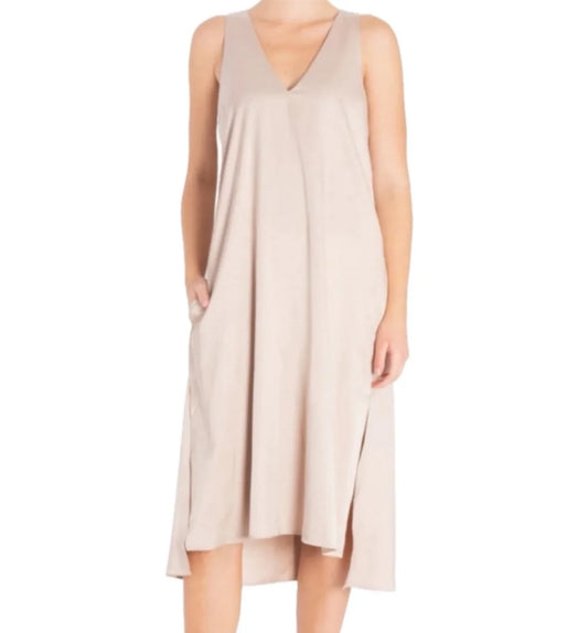Elaine Kim Tabitha Cupro V Neck Dress - Shell