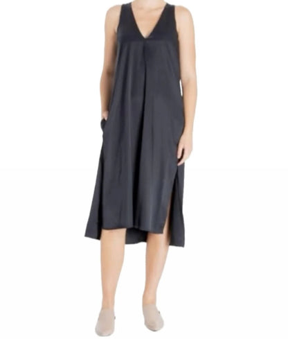 Elaine Kim Tabitha Cupro V Neck Dress - Ink
