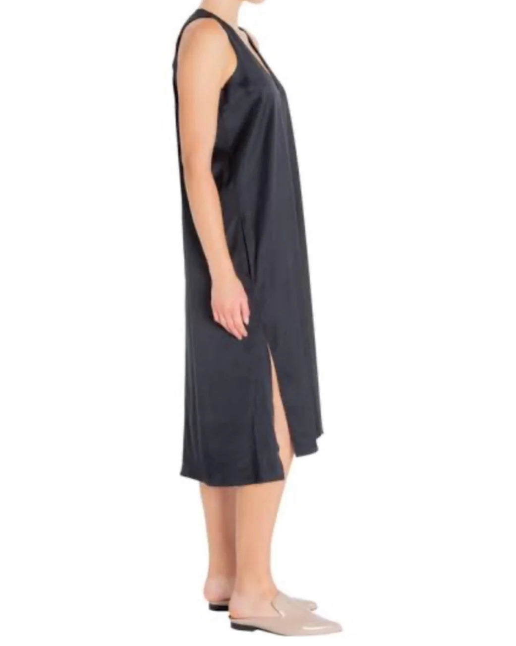 Elaine Kim Tabitha Cupro V Neck Dress - Ink