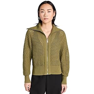 Varley Eloise Full Zip Knit Sweater - Fresh Fern Green