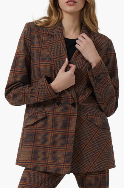 French Connection Bettina Check Suit Jacket - Camel Mix