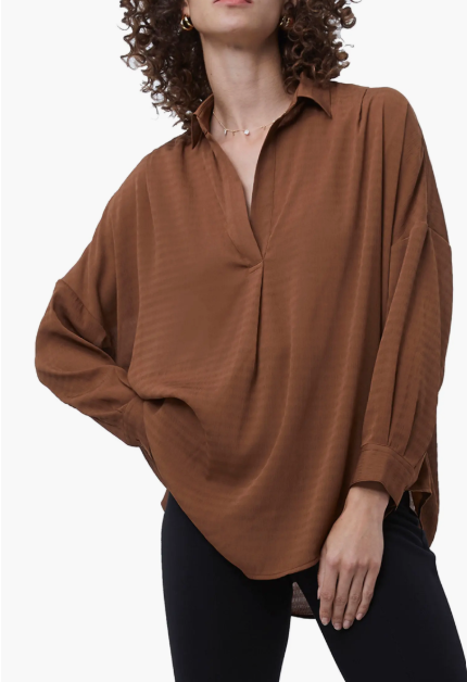 French Connection Clar Rhodes Textured Drape Shirt