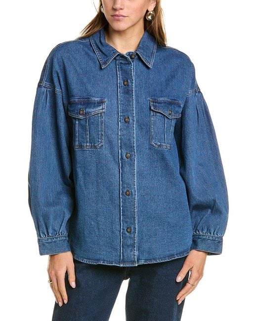 French Connection Penelope Denim Puff Sleeve Shirt - Blue