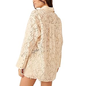 Free People In your Dreams Lace Button Down Top - Tea