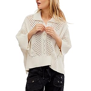 Free People To the Point Polo Sweater - Optic White