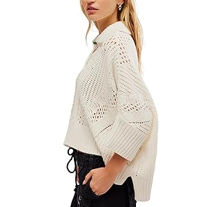 Free People To the Point Polo Sweater - Optic White