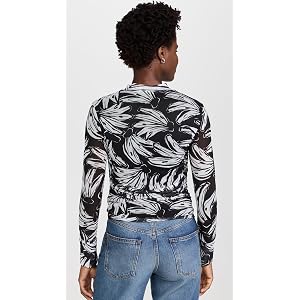 Farm Rio Bossa Banana Black Tulle Blouse