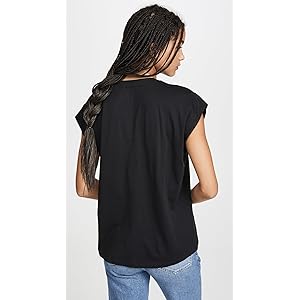 FRAME Le Mid Rise V Neck Tee - Noir S