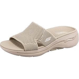 Skechers Go Walk Dakota 2.0 Arch Fit Slides - Taupe 9
