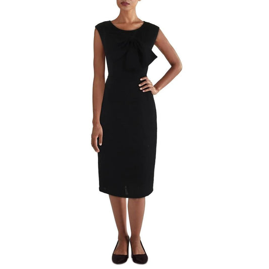 Gracia Bow Tweed Cocktail Dress - Black