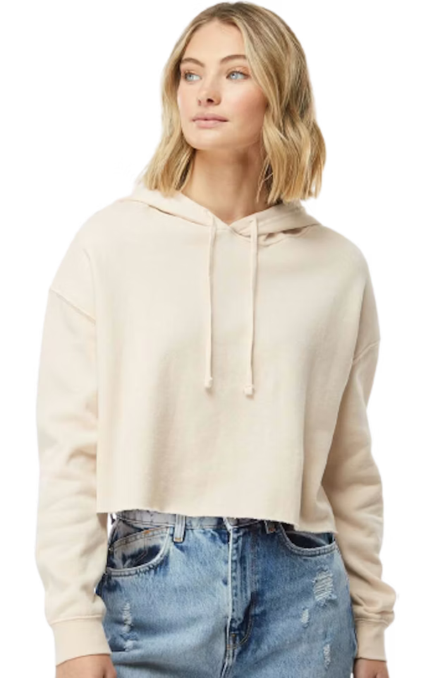 Refined Canvas Cropped Hoodie - Beige