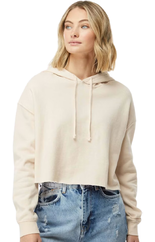 Refined Canvas Cropped Hoodie - Beige