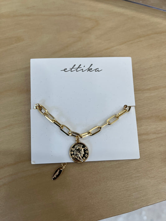 Ettika Chain Link Bracelet w/ Coin - Gold