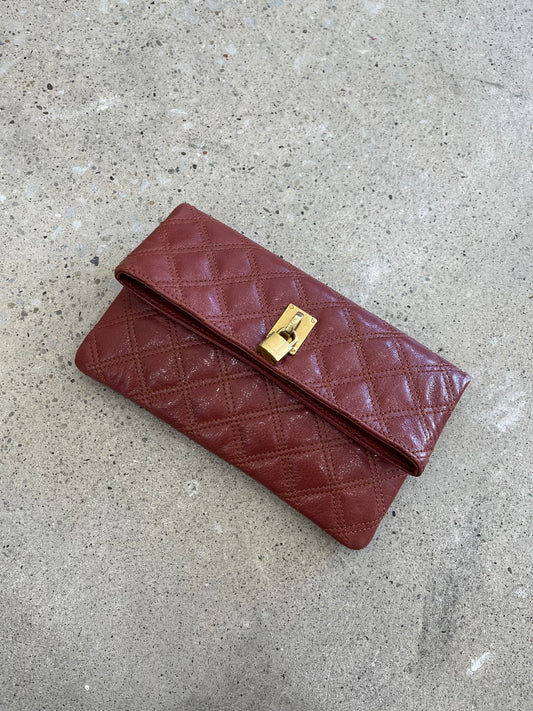 Marc Jacobs Quilted Leather Clutch - Rust