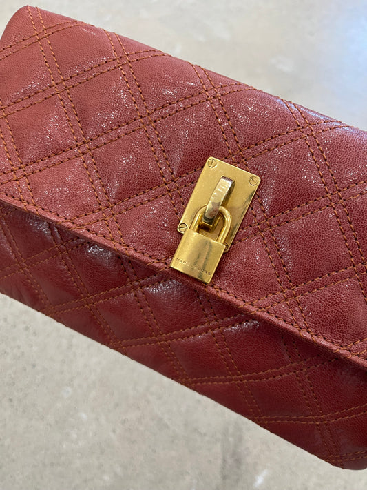 Marc Jacobs Quilted Leather Clutch - Rust