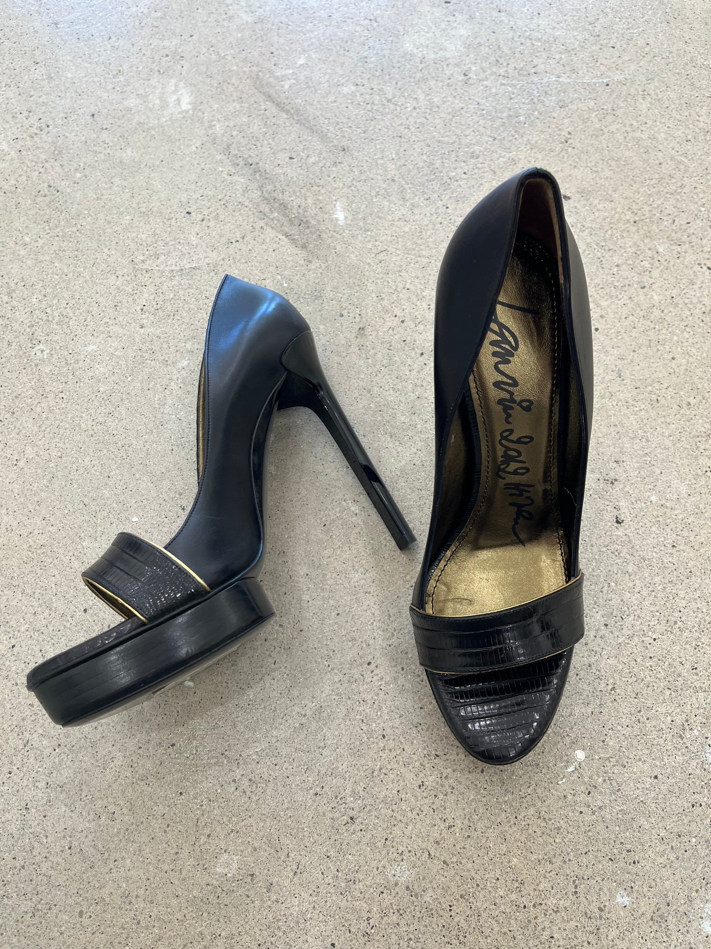 Lanvin Strappy Platform Stiletto - Black Patent Leather 40