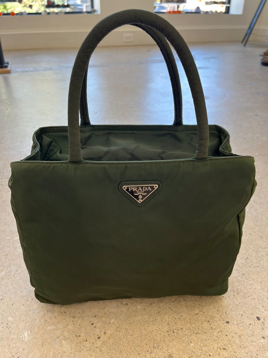 Pre-Loved Prada Nylon Shoulder Bag - Olive