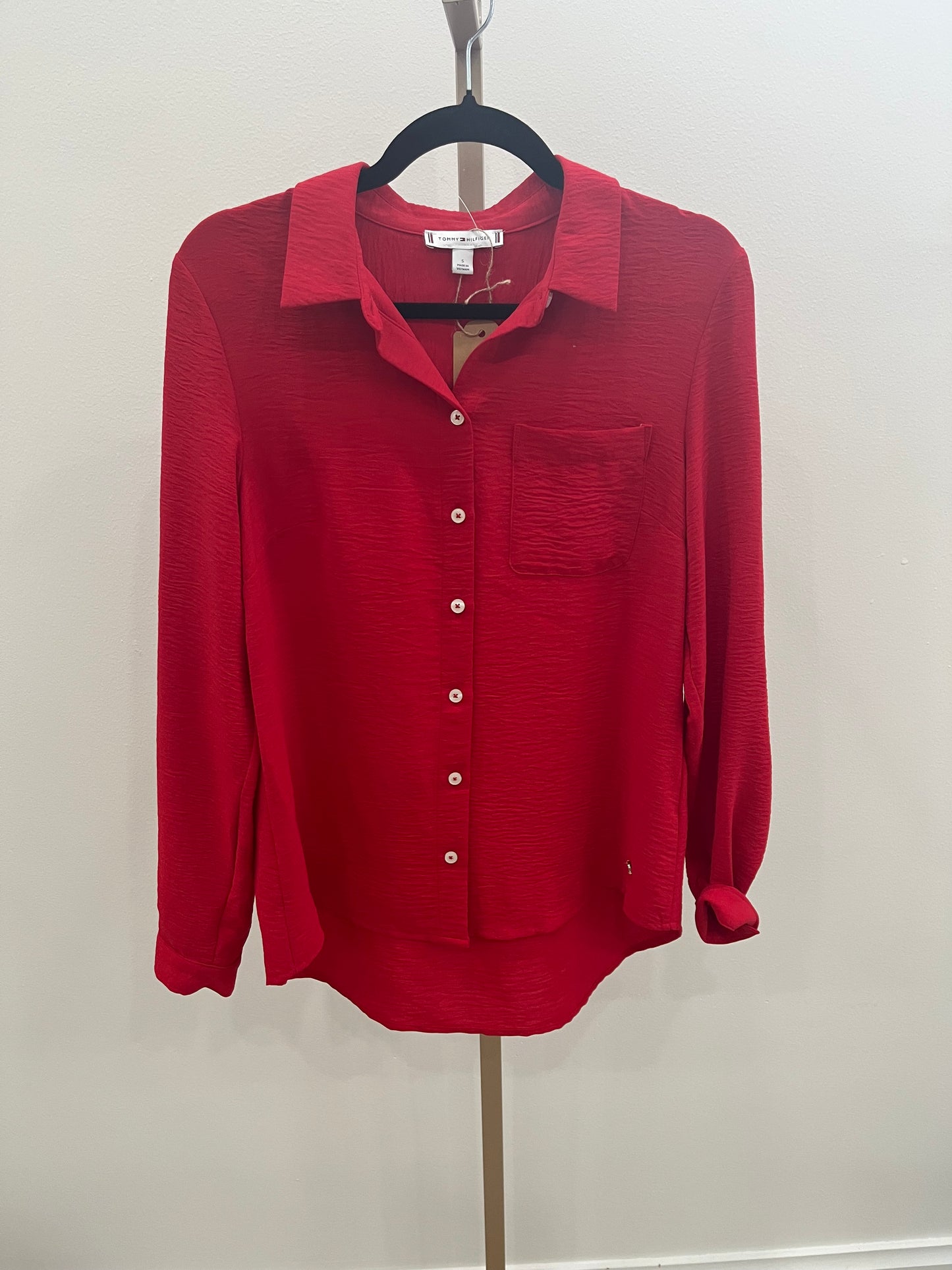 Tommy Hilfiger Button Front Blouse - Red