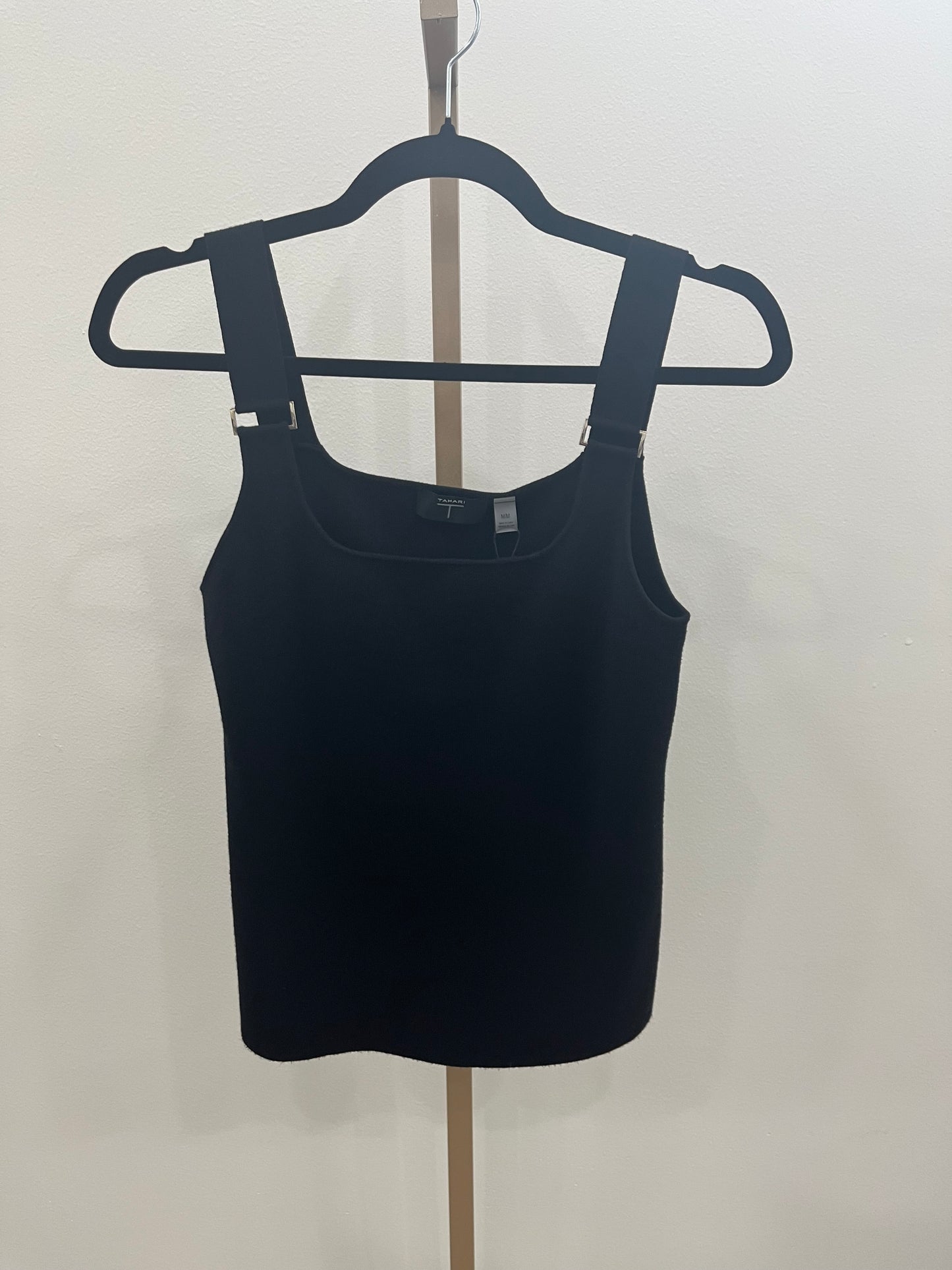 T Tahari Sqaure Neck Buckle Tank - Black