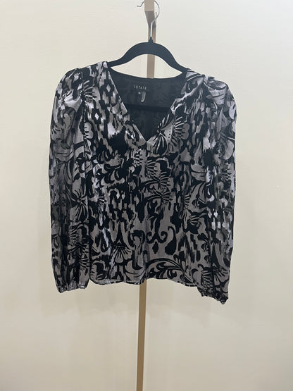 1.State Sleigh It Blouse - Blk/Silver
