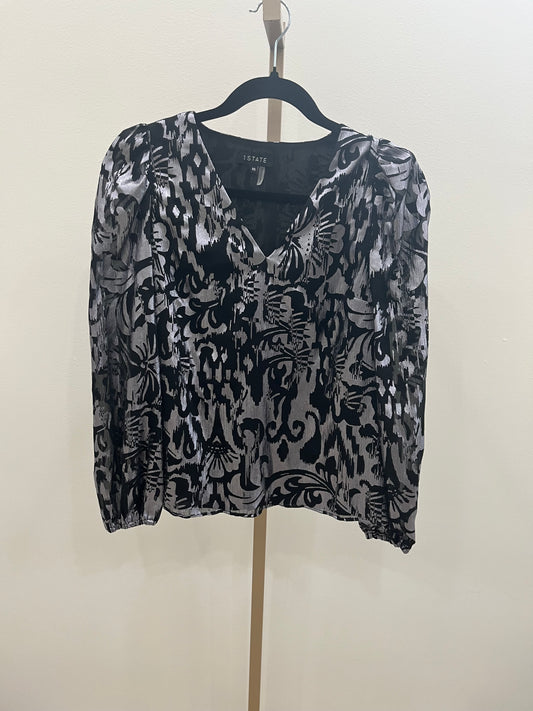 1.State Sleigh It Blouse - Blk/Silver