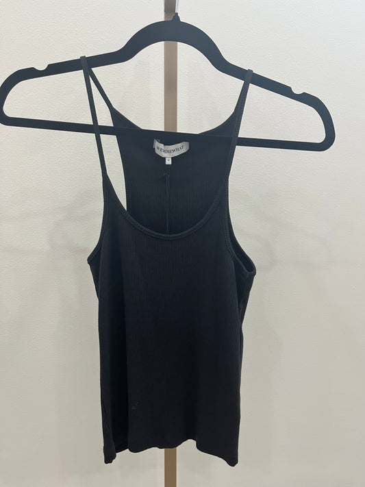 We Wore What Scooped Rib Tank Top - Black