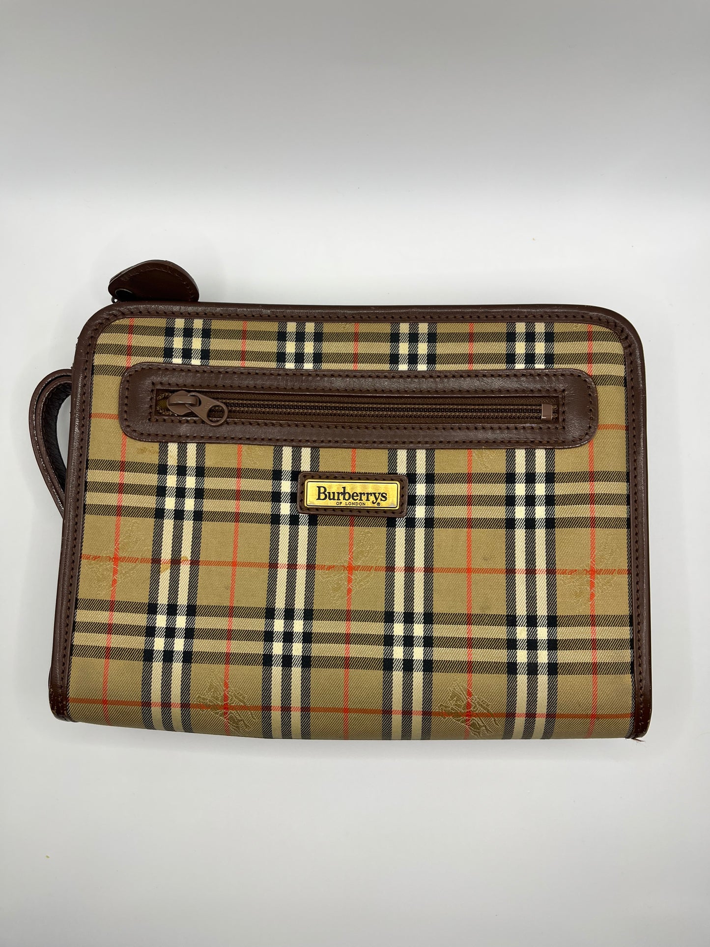 Pre-Loved Burberrys Nova Check Canvas Clutch - Brwn/Beige
