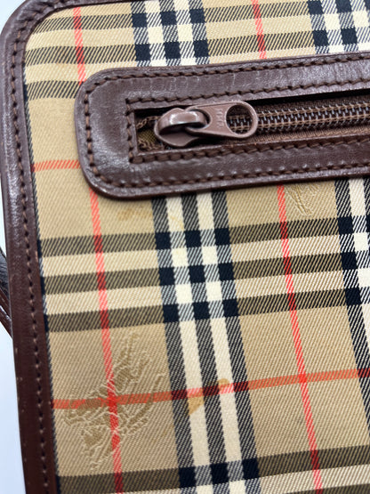 Pre-Loved Burberrys Nova Check Canvas Clutch - Brwn/Beige