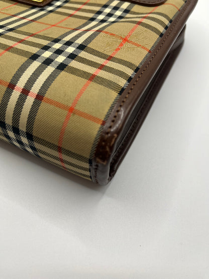 Pre-Loved Burberrys Nova Check Canvas Clutch - Brwn/Beige