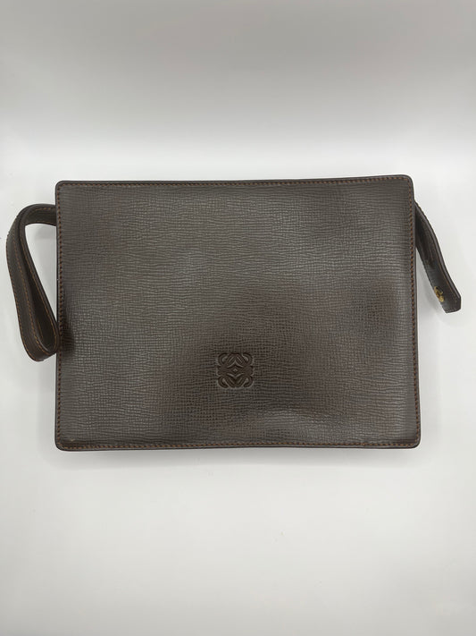 Pre-Loved Loewe Leather Clutch Wristlet - Brown
