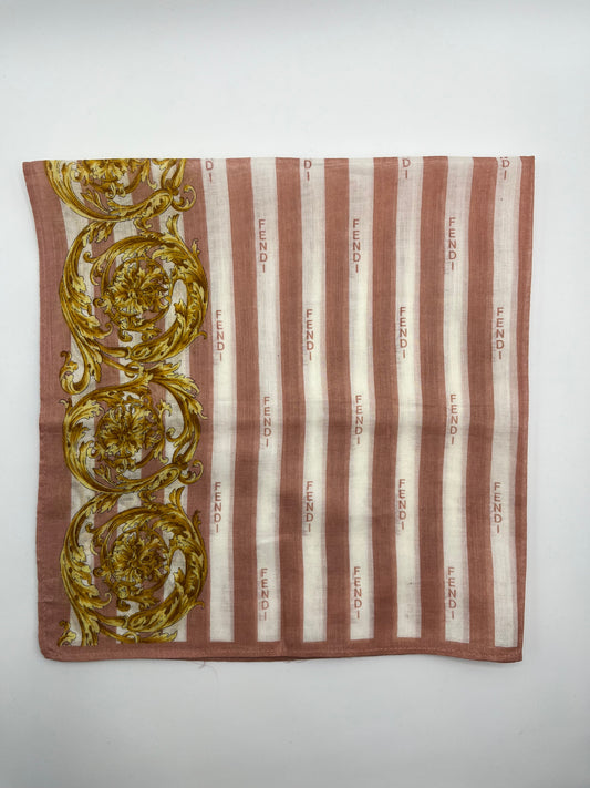 Pre-Loved 18x8 Fendi Striped Scarf - Gold/Pink