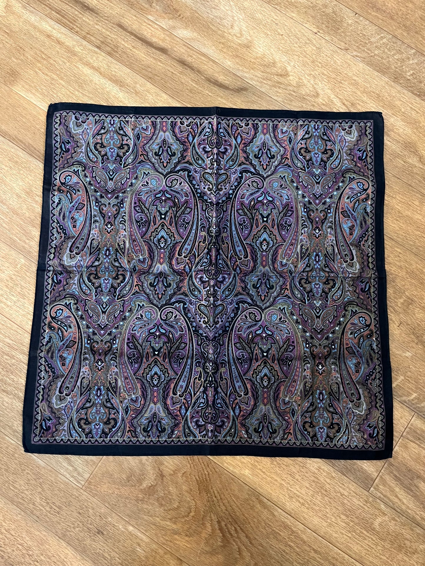 Pre-Loved 19x19 YSL Damask Print Scarf - Multi/Gry Trim